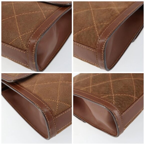 GUCCI Shoulder Bag Suede Leather Brown Gold Auth - Picture 15 of 16